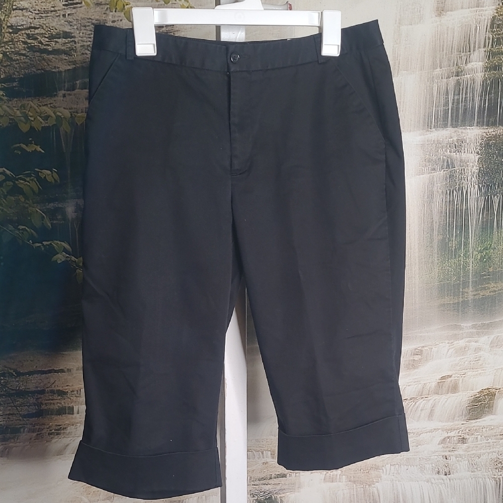 Dockers Womens 12 Black Dressy Cropped Capri Pants